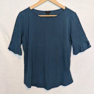 Ann Taylor Factory ruffle elbow sleeve pullover